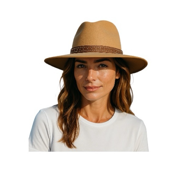 Felt Fedora Embellishment Studded Band Hat - Picture 4 of 14